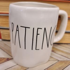 Rae Dunn Artisan Collection by Magenta Tea‎ Mug "PATIENCE" White